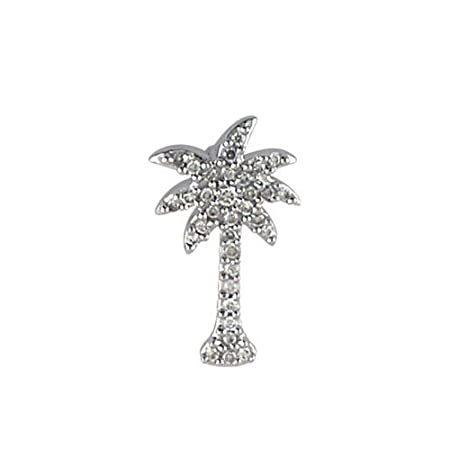 14 Kホワイトゴールド0.10 CTWダイヤモンドパームツリーペンダント(チェーンは含まれません