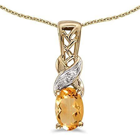 Jewelry BillyTheTree 14k (Chai Pendant Diamond and Citrine Oval Gold Yellow ネックレス、ペンダント 独特の上品