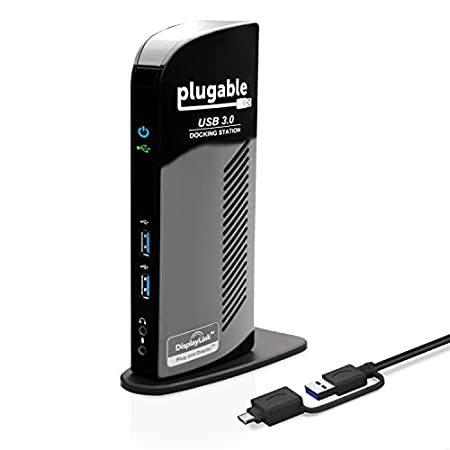Plugable USB3.0 / USB-C 用ドッキングステーション 縦置き Windows および Mac 用 - デュアルモニター HDMI