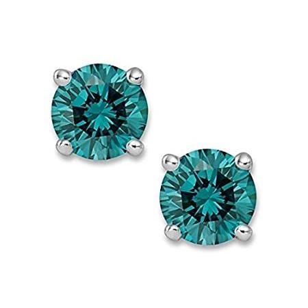 PARIKHS ラウンドカットブルーダイヤモンドを使用したスタッドイヤリング（ 0.70カラット以上のIGI認定）、品質ランクAAA、0.04〜2.0