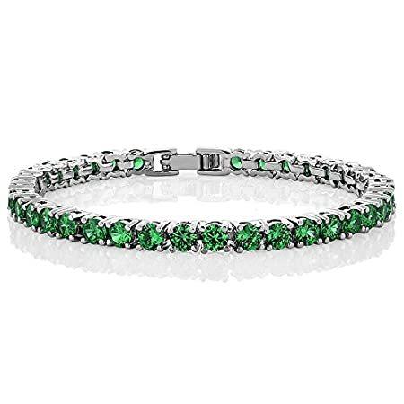 Gem Stone King 10カラット ラウンド グリーン キュービックジルコニア テニスブレスレット