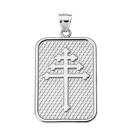 10 Kホワイトゴールド刻印可能Maroniteクロスペンダントネックレス