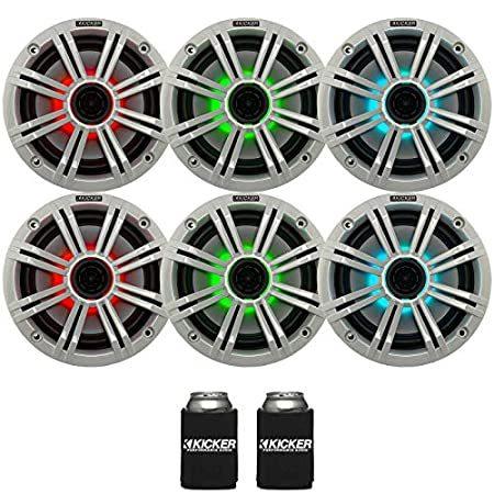 Kicker 6.5インチ ホワイト LED マリンスピーカー (数量6) OEM交換用スピーカー3組