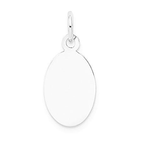 Jewels By Lux 14k ホワイトゴールド プレーン .013ゲージ オーバル 彫刻可能 ディスクチャーム