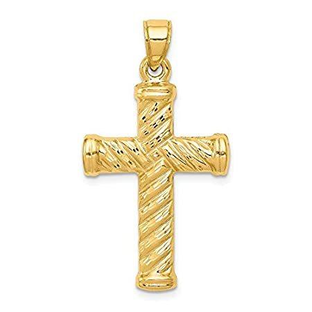 Jewels By Lux 14K Yellow Gold Reversible Diamond-Cut Cross Pendant