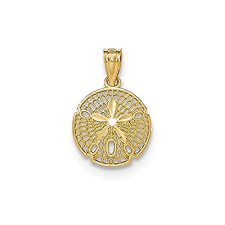 14 Kゴールドポリッシュフィリグリー砂ドルペンダント