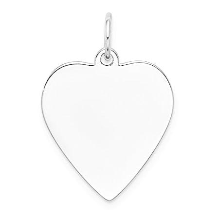 Jewels By Lux 14k ホワイトゴールド プレーン .011ゲージ 刻印可能 ハートチャーム