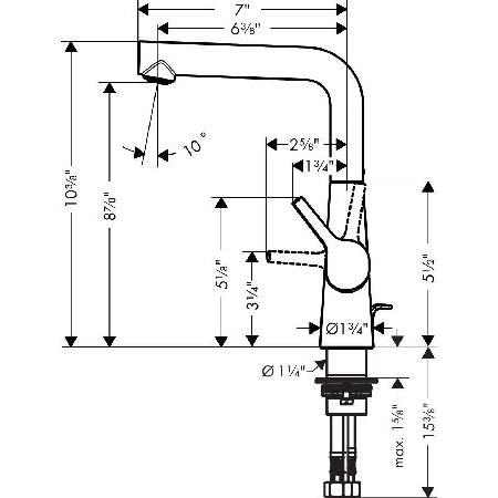 Hansgrohe 72105 Talis S 1.2 GPM単穴浴室の蛇口with Quickclean、Com