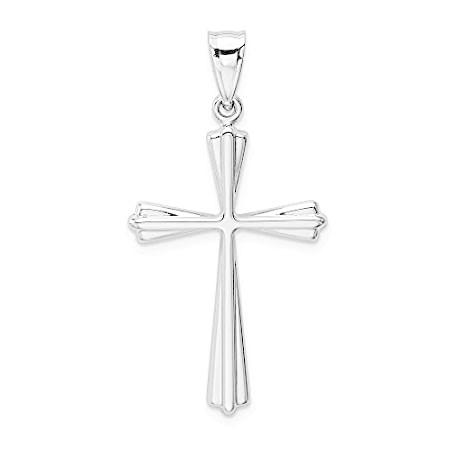 Jewels byラックス14 Kホワイトゴールド光沢仕上げクロスペンダント
