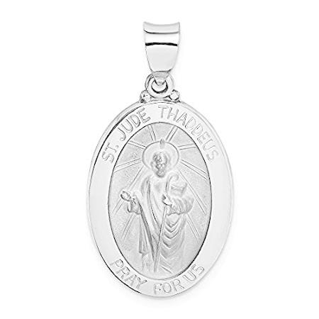 Jewels By Lux 14K ホワイトゴールド 光沢サテン 聖ユダ タダイ メダルペンダント
