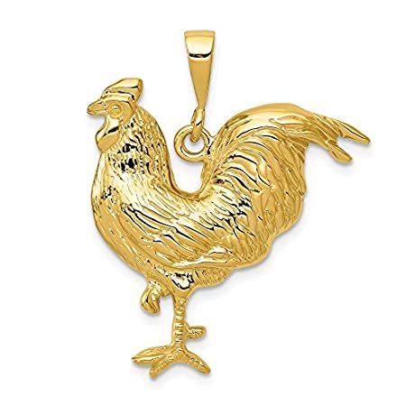 Jewels By Lux 14K Yellow Gold Solid Polished Open-Backed Rooster Pendant