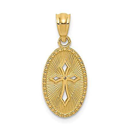 Jewels By Lux 14金 光沢仕上げ スモールクロス メダルペンダント