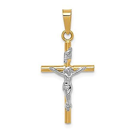 保障できる Jewels By Lux 14K ツートーンゴールド INRI十字架ペンダント ネックレス、ペンダント