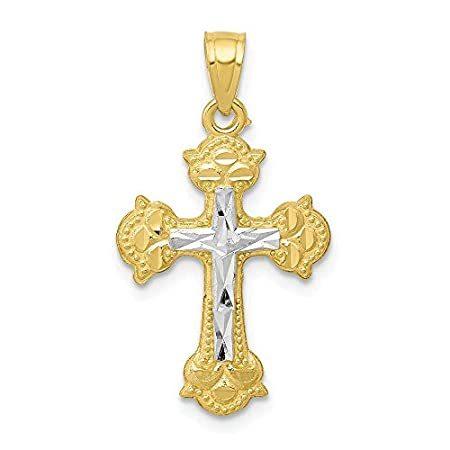 Jewels By Lux 10K Yellow Gold & Rhodium Diamond-Cut Cross Pendant
