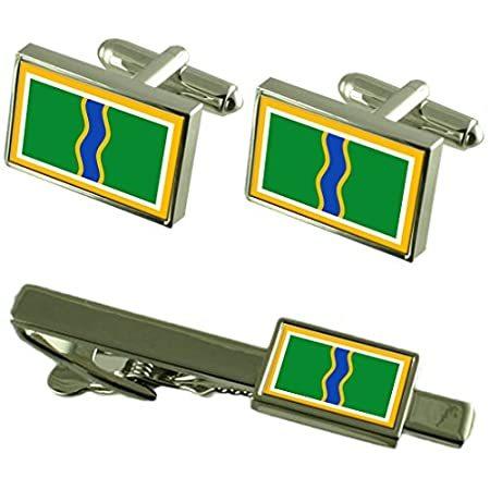 Andorra La Vella City メンズアクセサリー アンドラの国旗カフスボタンタイクリップボックスギフトセット