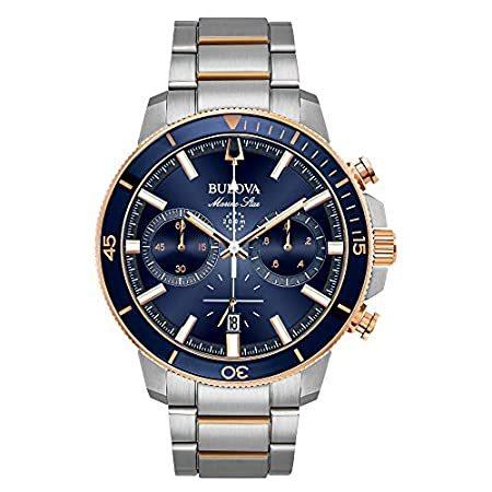 Bulova Marine Star  メンズウォッチ – 98B301 One Size Silver/Rose Gold/Blue