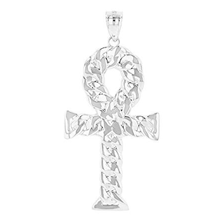 Fine 14 KホワイトゴールドエジプトAnkhクロスネックレスペンダント