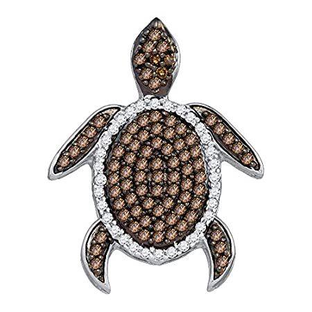 世界の 10 KイエローゴールドラウンドチョコレートブラウンダイヤモンドSea Turtle Tortoiseペンダント(1 / 3 cttw) ネックレス、ペンダント
