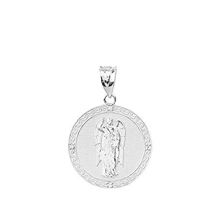 10 KホワイトゴールドSaint Gabriel the Archangelダイヤモンドメダルペンダント( 1 