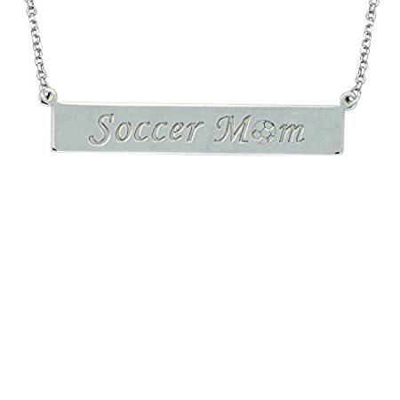 スターリングシルバーロジウムメッキSoccer Momバーネックレス – 18 Inch