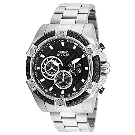 Invicta Men's Bolt 52mm Steel Bracelet & Case Quartz Black Dial Analog Watc