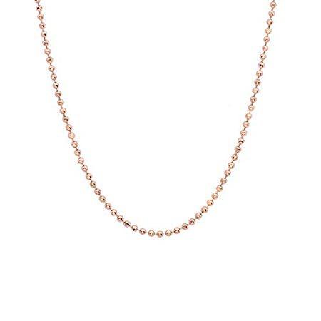 訳あり Diamond-Cut mm 1 Gold Rose Solid 14k JewelStop Bead Lobster Necklace, Chain ネックレス、ペンダント