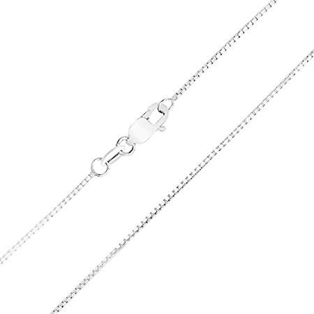 10 Kホワイトゴールド0.8 MMボックスチェーンwith Lobster Clasp