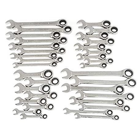 GEARWRENCH 34 Pc. 12 Pt. Ratcheting Combination Wrench Set, Standard & Stub