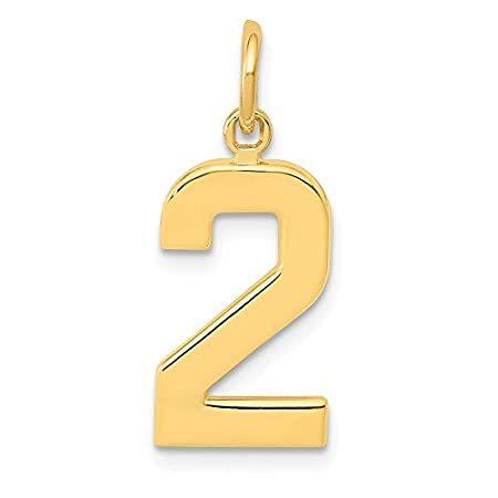 14K イエローゴールド 鋳造 ミディアム 光沢 ナンバー2 ペンダント
