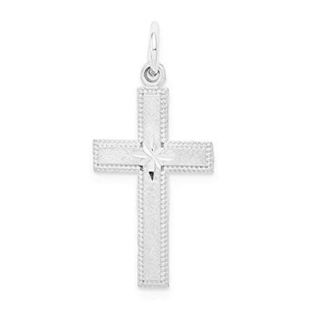 14K ホワイト ゴールド シャイニーカット クロス ペンダント