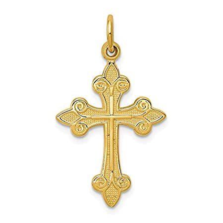 14K イエローゴールド フルールドリス クロスペンダント