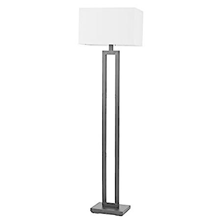 Globe Electric 67046 D'Alessio 58インチ フロアランプ マットブラック ホワイトリネンシェード オン/オフソケット ロ