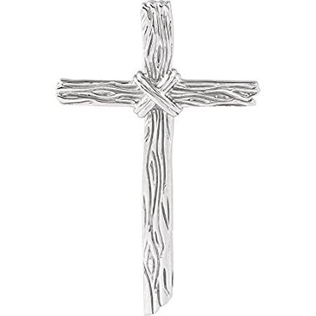 Jewels By Lux 925 スターリングシルバー 50.75x32.25mm 木目 クロスペンダント