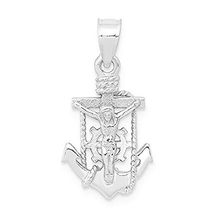 Jewels by Lux 14k ホワイトゴールド 研磨 マリナー 十字架ペンダント