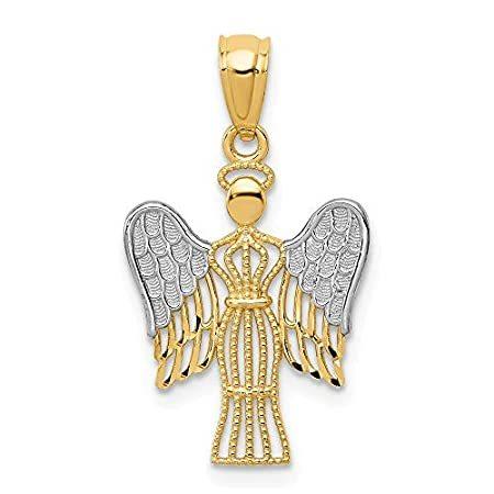 14K Yellow Gold w/Rhodium Angel Pendant