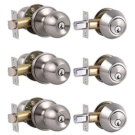 Probrico ハンドルセットコンボパック 3個セット シルバー DL607ET-101SN-Combo-3Pack