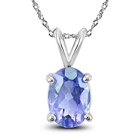 14K White Gold 5x3MM Oval Tanzanite Pendant