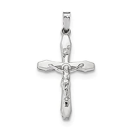 14k White Gold Polished INRI Crucifix Pendant