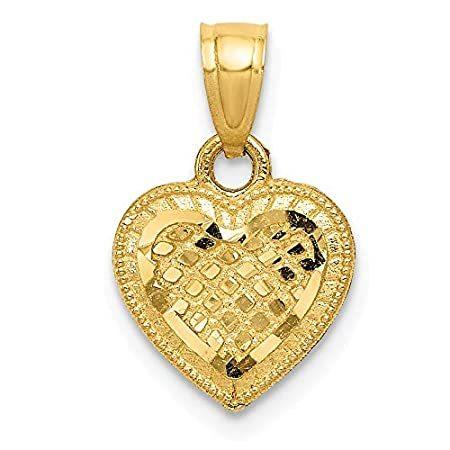 14k Yellow Gold Diamond-cut Lattice Heart Pendant