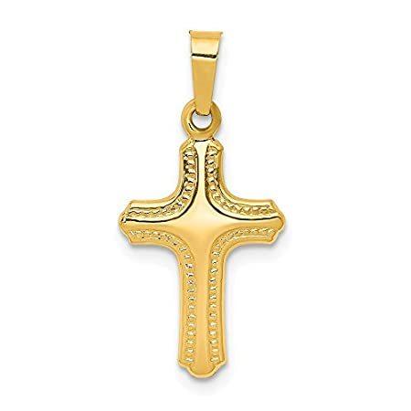 14k Yellow Gold Polished and Textured Cross Pendant