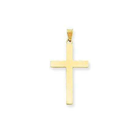 14k Yellow Gold Sand Blasted Cross Pendant