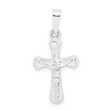 14k White Gold Polished INRI Rounded Crucifix Pendant