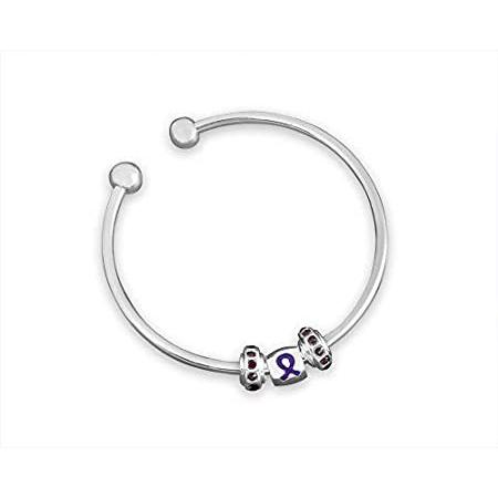 Epilepsy Awareness Open Bangle Purple Ribbon Bracelets (5 Bracelets Individ