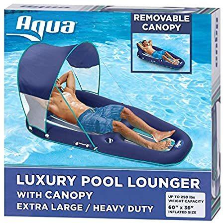 Aqua Oversized Deluxe Lounge， Heavy Duty， X-Large， Inflatable Pool Float wi