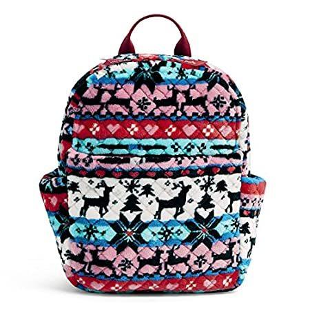 Vera Bradley womens Teddy Fleece Sherpa Small Backpack Bookbag, Nordic Stri