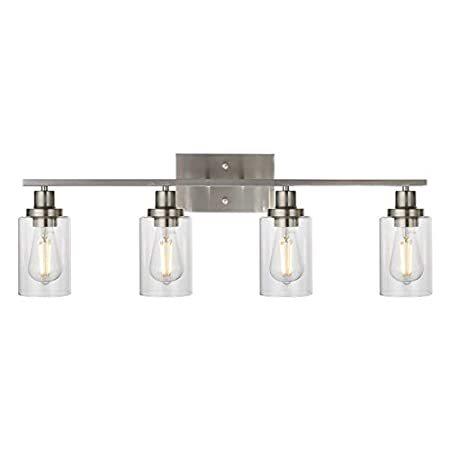 MELUCEE Bathroom Light Fixtures Brushed Nickel 4 Heads Modern Vanity Lights
