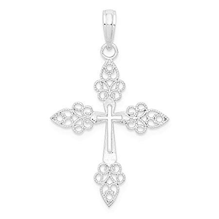 Jewels By Lux 14K ホワイトゴールド フィリグリー ティップ クロス クロス センターペンダント