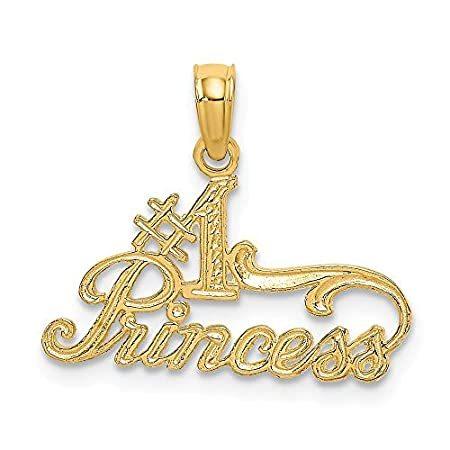 Jewels By Lux 14K イエローゴールド #1 プリンセススクリプト 高光沢 刻印ペンダント