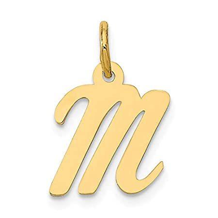 Jewels By Lux 14K イエローゴールド 小さなスクリプトイニシャルEチャーム（幅8〜11）