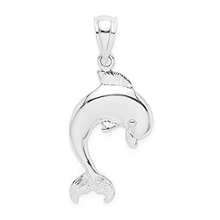 Jewels By Lux 14K ホワイトゴールド ドルフィン ジャンピング 2D 高光沢 刻印ペンダント